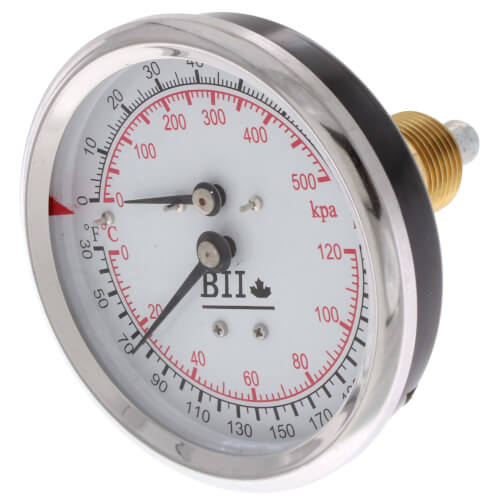 Main product image of 1/2" NPT, 3" Face, Temperature & Pressure Gauge - Short (Tridicator)