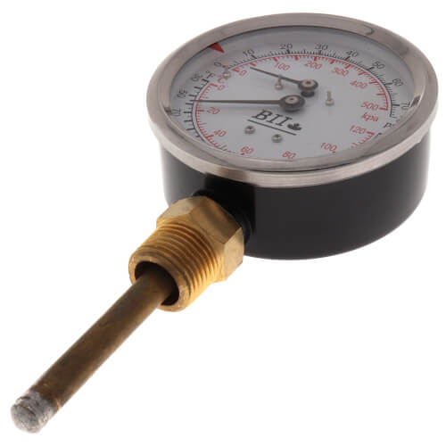 Main product image of 1/2" NPT, 3" Face, Temperature & Pressure Gauge (Tridicator)