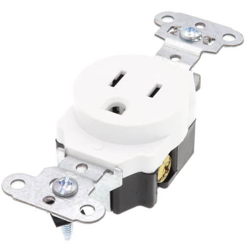 Main product image of Tamper-Resistant Construction Spec Grade, Back & Side Wired Single Receptacle, 15A, 2P - White (125V)