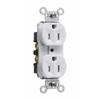Main product image of Tamper-Resistant Hard Use Spec Grade, Back & Side Wired Receptacle, 15A, 2P - White (125V)