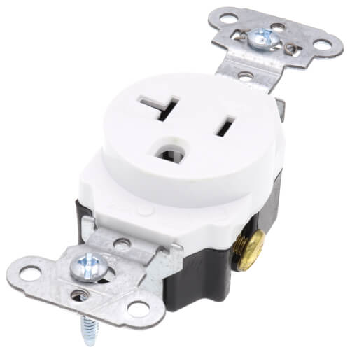 Main product image of Tamper-Resistant Construction Spec Grade, Back & Side Wired Single Receptacle, 20A, 2P -  White (125V)