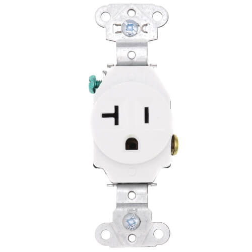 Main product image of Tamper-Resistant Construction Spec Grade, Back & Side Wired Single Receptacle, 20A, 2P -  White (125V)
