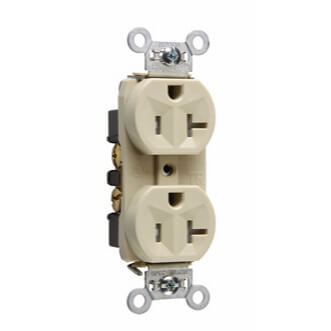Main product image of Tamper-Resistant Hard Use Spec Grade, Back & Side Wired Receptacle, 20A, 2P - Ivory (125V)