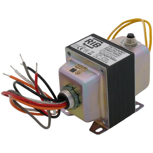 Main product image of Transformer, 75 VA, 480/240/208/120 to 24 Vac, Circuit Breaker, Foot & Dual Threaded Hub Mount