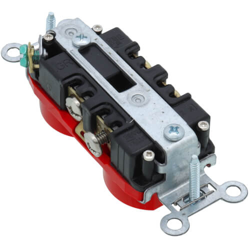 Main product image of Tamper-Resistant Hospital-Grade, Back & Side Wired Duplex Receptacle, 20A, NEMA 5-20R - Red (125V)