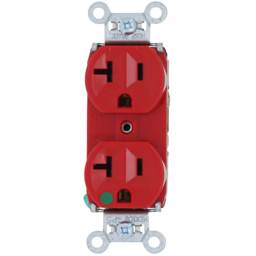 Main product image of Tamper-Resistant Hospital-Grade, Back & Side Wired Duplex Receptacle, 20A, NEMA 5-20R - Red (125V)