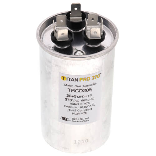 Main product image of 20/5 MFD Round Dual Motor Run Capacitor (370V)