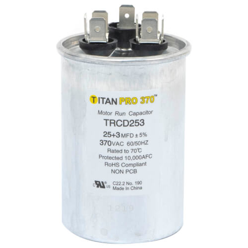 Main product image of 25/3 MFD Round Dual Motor Run Capacitor (370V)