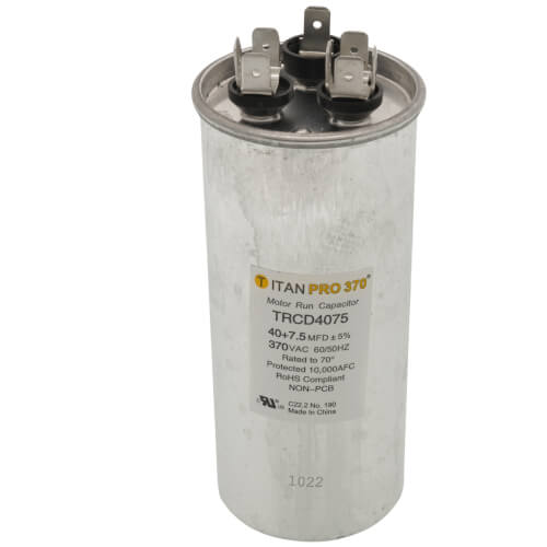 Main product image of 40/7.5 MFD Round Dual Motor Run Capacitor (370V)