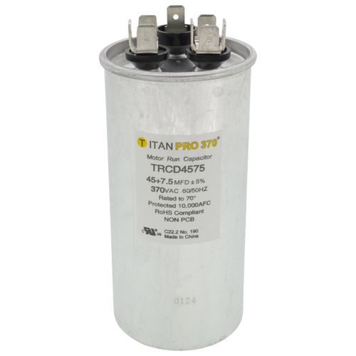 Main product image of 45/7.5 MFD Round Dual Motor Run Capacitor (370V)