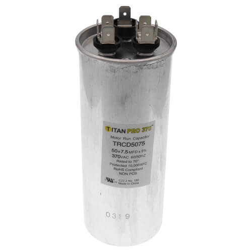 Main product image of 50/7.5 MFD Round Dual Motor Run Capacitor (370V)