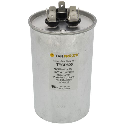 Main product image of 60/5 MFD Round Dual Motor Run Capacitor (370V)