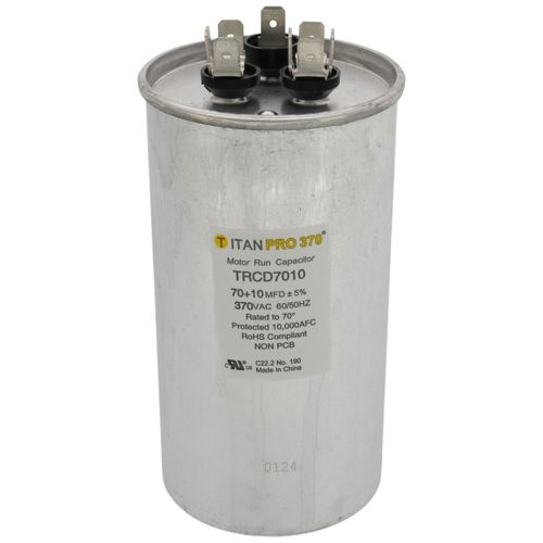 Main product image of 70/10 MFD Round Dual Motor Run Capacitor (370V)