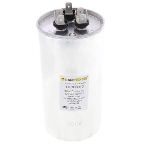 Main product image of 80/10 MFD Round Dual Motor Run Capacitor (370V)