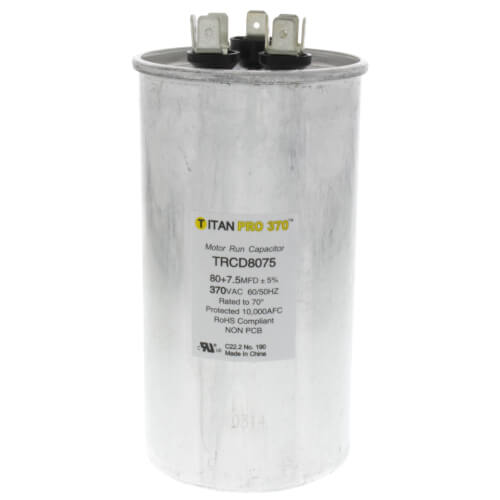 Main product image of 80/7.5 MFD Round Dual Motor Run Capacitor (370V)