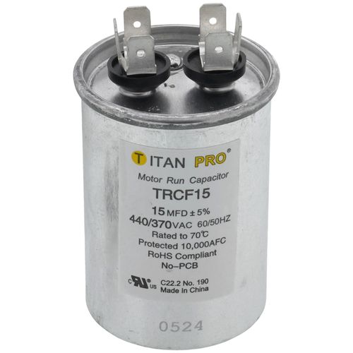 Main product image of 15 MFD Round Motor Run Capacitor (440/370V)