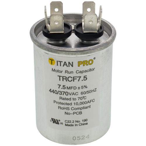 Main product image of 7.5 MFD Round Motor Run Capacitor (440/370V)