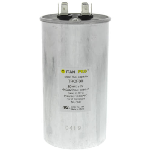 Main product image of 80 MFD Round Motor Run Capacitor (440/370V)