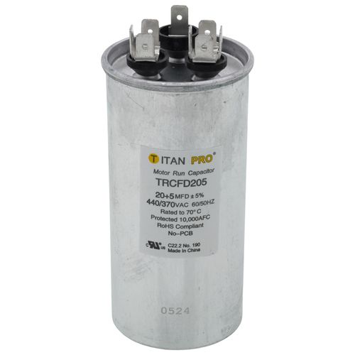 Main product image of 20/5 MFD Round Dual Motor Run Capacitor (440/370V)