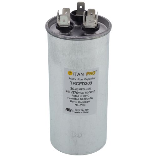 Main product image of 30/3 MFD Round Dual Motor Run Capacitor (440/370V)