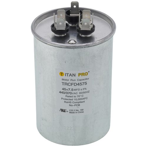 Main product image of 45/7.5 MFD Round Dual Motor Run Capacitor (440/370V)