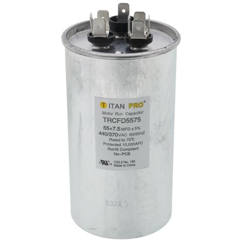 Main product image of 55/7.5 MFD Round Dual Motor Run Capacitor (440/370V)