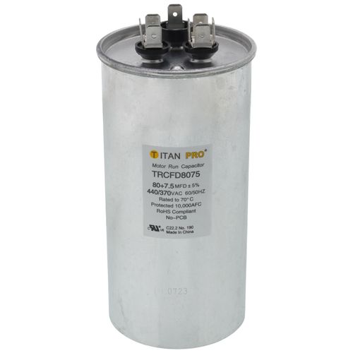 Main product image of 80/7.5 MFD Round Dual Motor Run Capacitor (440/370V)
