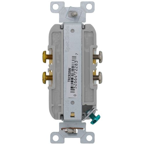 Main product image of Commercial Grade Tamper-Resistant Flush Duplex Receptacle, 20A, 2P, 3W, NEMA  5-20R, Side Wire - White (125V)