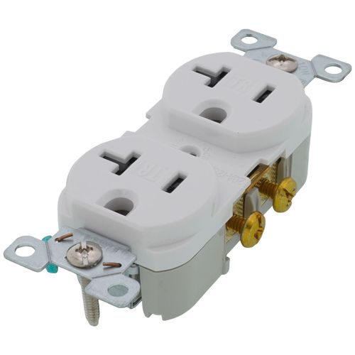 Main product image of Commercial Grade Tamper-Resistant Flush Duplex Receptacle, 20A, 2P, 3W, NEMA  5-20R, Side Wire - White (125V)