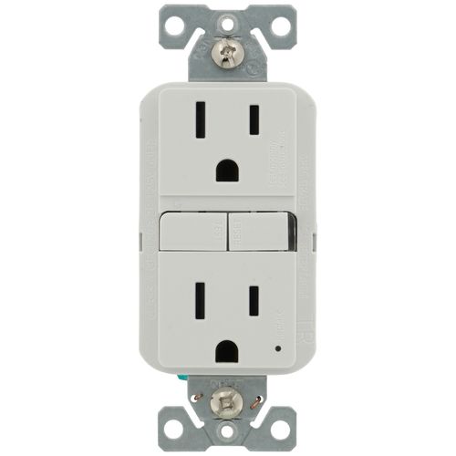 Main product image of Self-Test Tamper-Resistant GFCI Duplex Receptacle, 15A, Slim, 5-15R, Back & Side Wire - 125V (White)