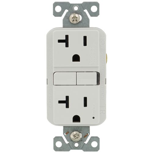 Main product image of Self-Test Tamper-Resistant GFCI Duplex Receptacle, 20A, Slim, 5-20R, Back & Side Wire - 125V (White)