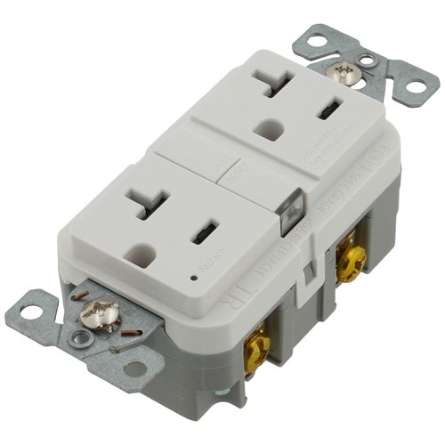 Main product image of Self-Test Tamper-Resistant GFCI Duplex Receptacle, 20A, Slim, 5-20R, Back & Side Wire - 125V (White)