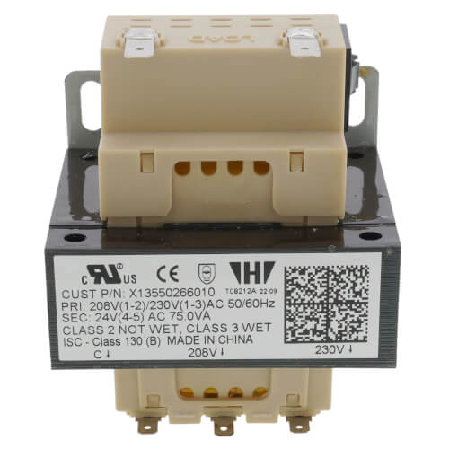 Main product image of 208/230-PRI 24V-SEC 75VA Transformer, TRR00825
