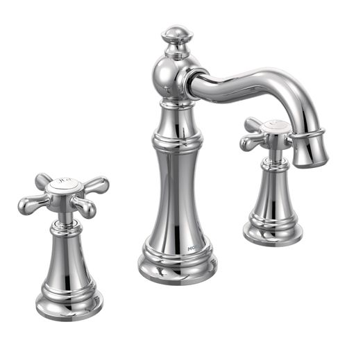 Main product image of Weymouth Chrome 2 Handle High Arc Bathroom Faucet w/ M-pact Wall Mount Valve And Drain, TS42114-9000-L