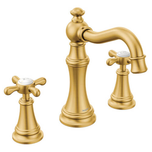 Main product image of Weymouth Two Handle High Arc Bathroom Faucet w/ Cross Handles (Brushed Gold), TS42114BG