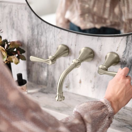 Main product image of Colinet 2 Handle Wall Mount Bathroom Faucet, TS44104BN (Brushed Nickel)