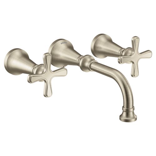 Main product image of Colinet Brushed Nickel 2 Handle Wall Mount Bathroom Faucet, TS44105BN