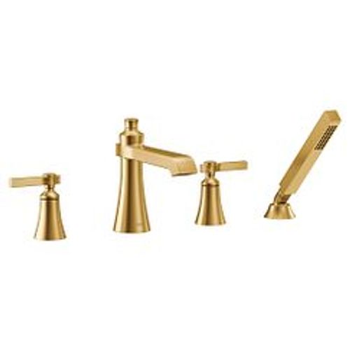 Main product image of Flara 2 Handle High Arc Roman Tub Faucet, w/ Hand Shower (Brushed Gold), TS928BG