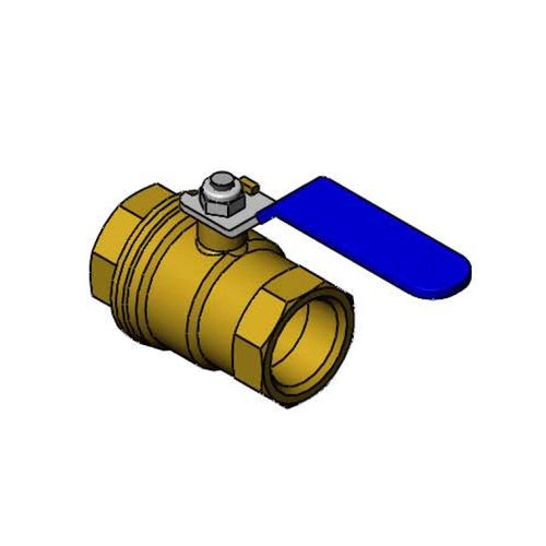 Main product image of Ball Valve, 3/4" FNPT, Brass, Zinc Plated, Coated Lever Handle (Blue), 017487-45B