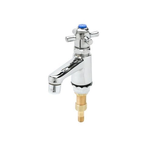 Main product image of Sill Faucet, Self-Closing, 1/2" NPSP Male Inlet Shank, 4" Integral Spout w/ 2.2 gpm Aerator (Polished Chrome), B-0711