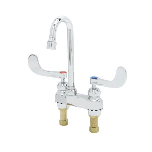Main product image of Medical Faucet, 4" Centerset, Swivel/Rigid Gooseneck, 2.2 gpm Aerator, 4" Handles, Ceramas (Polished Chrome), B-0892-CR