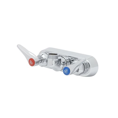 Main product image of 4" Wall Mount Workboard Faucet, Less Nozzle, Cerama, Lever Handles (Chrome Plated), B-1115-CR-LN
