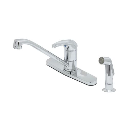 Main product image of Single Lever Faucet w/ 48" Sidespray, 9" Swivel Spout, 1.5 GPM Aerator, Flexible Supplies (Polished Chrome), B-2730-WS