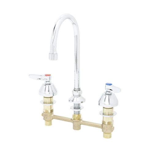 Main product image of Lavatory Faucet, Concealed Body, 8" Centers, Quarter-Turn Eterna Cartridges, Lever Handles, Rigid/Swivel Gooseneck (Polished Chrome), B-2850
