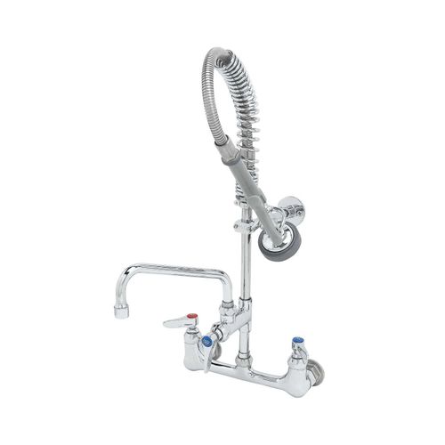Main product image of Mini Pre-Rinse Unit, 8" Wall Mount Base, B-0107, 8" Swivel Nozzle, Lever Handles, Wall Bracket (Polished Chrome), MPZ-8WLN-08