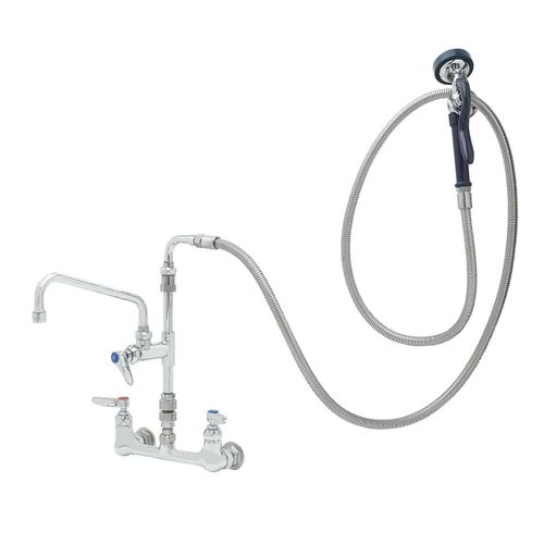 Main product image of Pet Grooming Unit, 8" Wall Mount, 1/2" NPT Inlets, VB, 8" Swivel Nozzle, 96" Stainless Steel Flex Hose, EB-0107-035 (Polished Chrome), P3-8WESV-08M