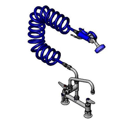 Main product image of Pet Grooming Faucet, Deck, 8" Centers, Aluminum Spray Valve, Coiled Hose, 8" Add-On Faucet (Polished Chrome), PG-8DSAN-08