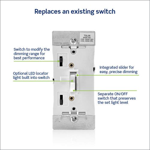 Main product image of 3-Way Toggle Slide Universal Dimmer - Brown