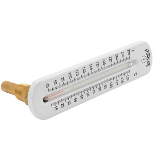 Main product image of 8" TSW Scale Type Hot Water Thermometer 40°F -280°F & 5°C -135°C (Angle)