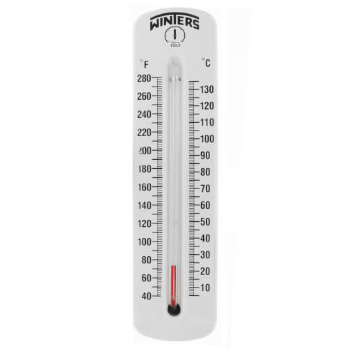 Main product image of 8" TSW Scale Type Hot Water Thermometer, Angle Connection, Lead Free (40°F to 280°F & 5°C to 135°C)